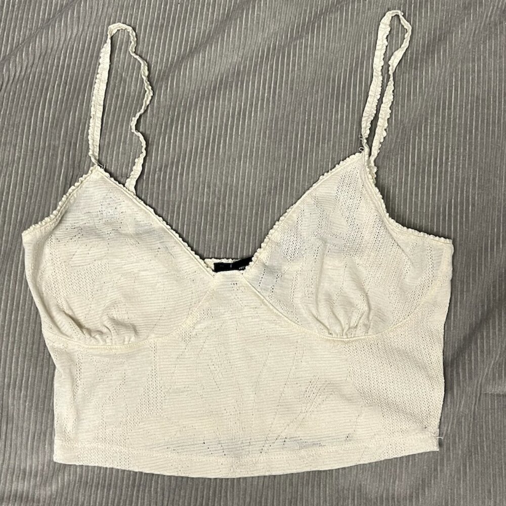 Cream Cropped Tank Top, Forever 21, Size XS